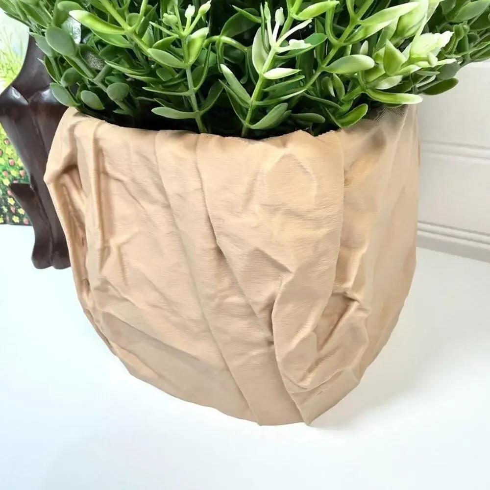Crumpled Paper Pot, Cachepot Planter, Square Indoor Tabletop Plant Pot